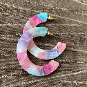 Pink/White/Aqua/Purple Watercolor Epoxy Earrings